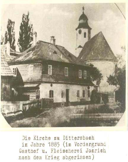 Sv. Anna - foto z r. 1885 před přestavbou věže